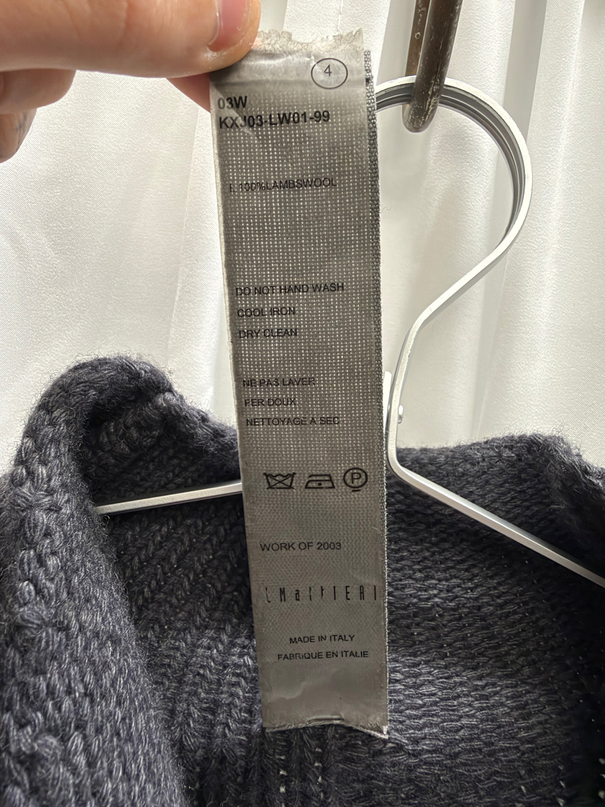 LM Altieri (Carpe Diem) 2003 Heavy Lambswool Clasped Knit Jacket (L)