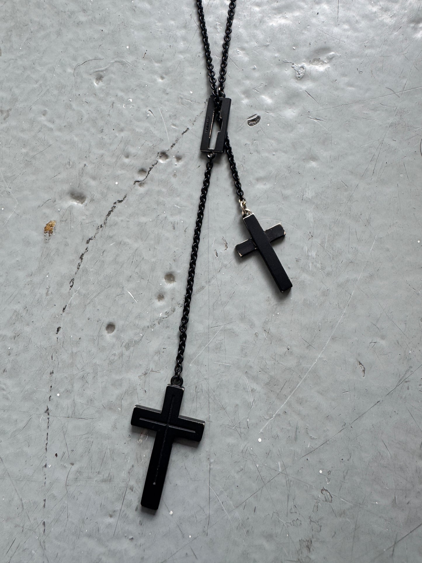 brave heart double cross razor necklace