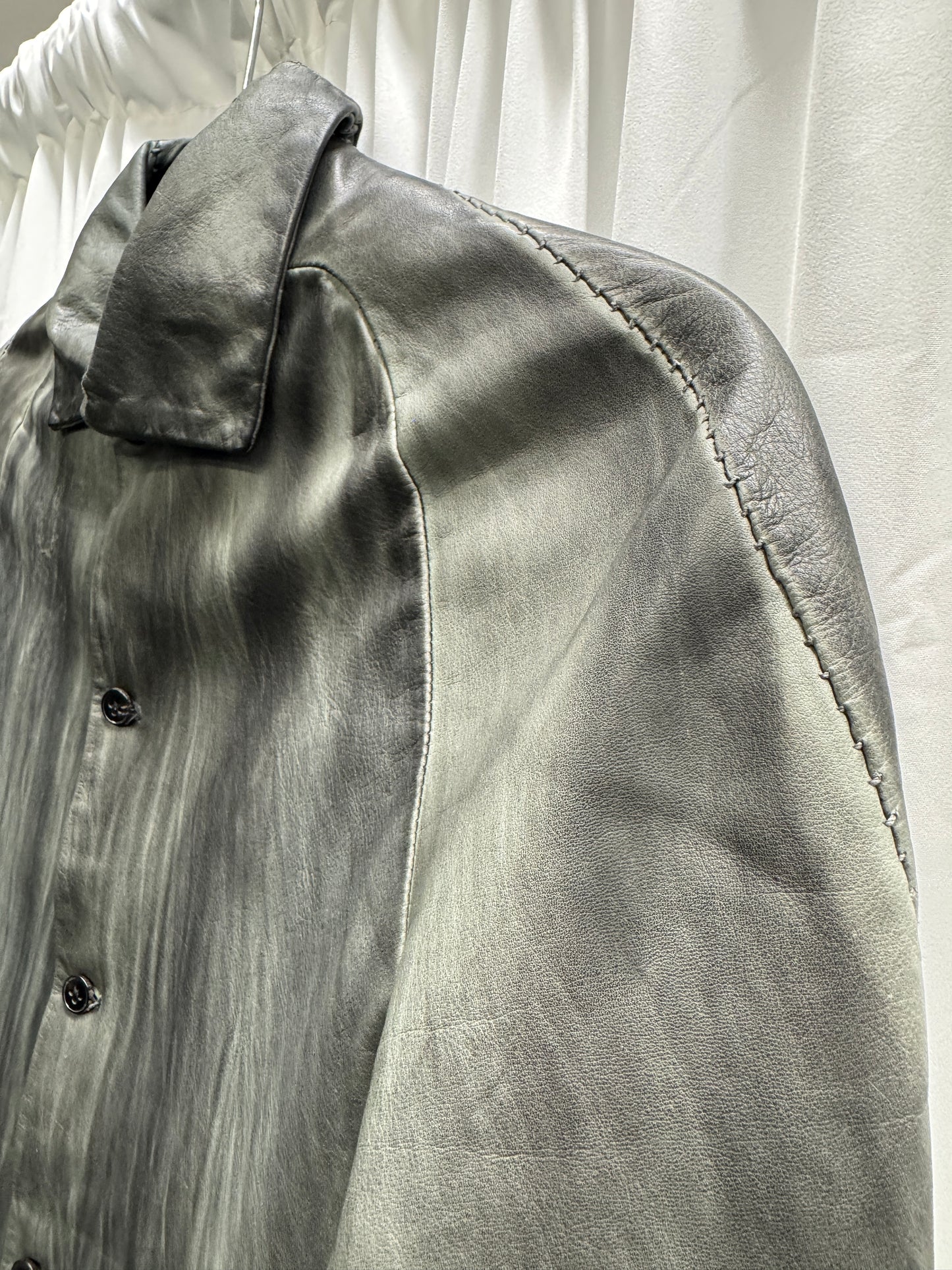 m.a+ anatomical textured calfskin shirt jacket