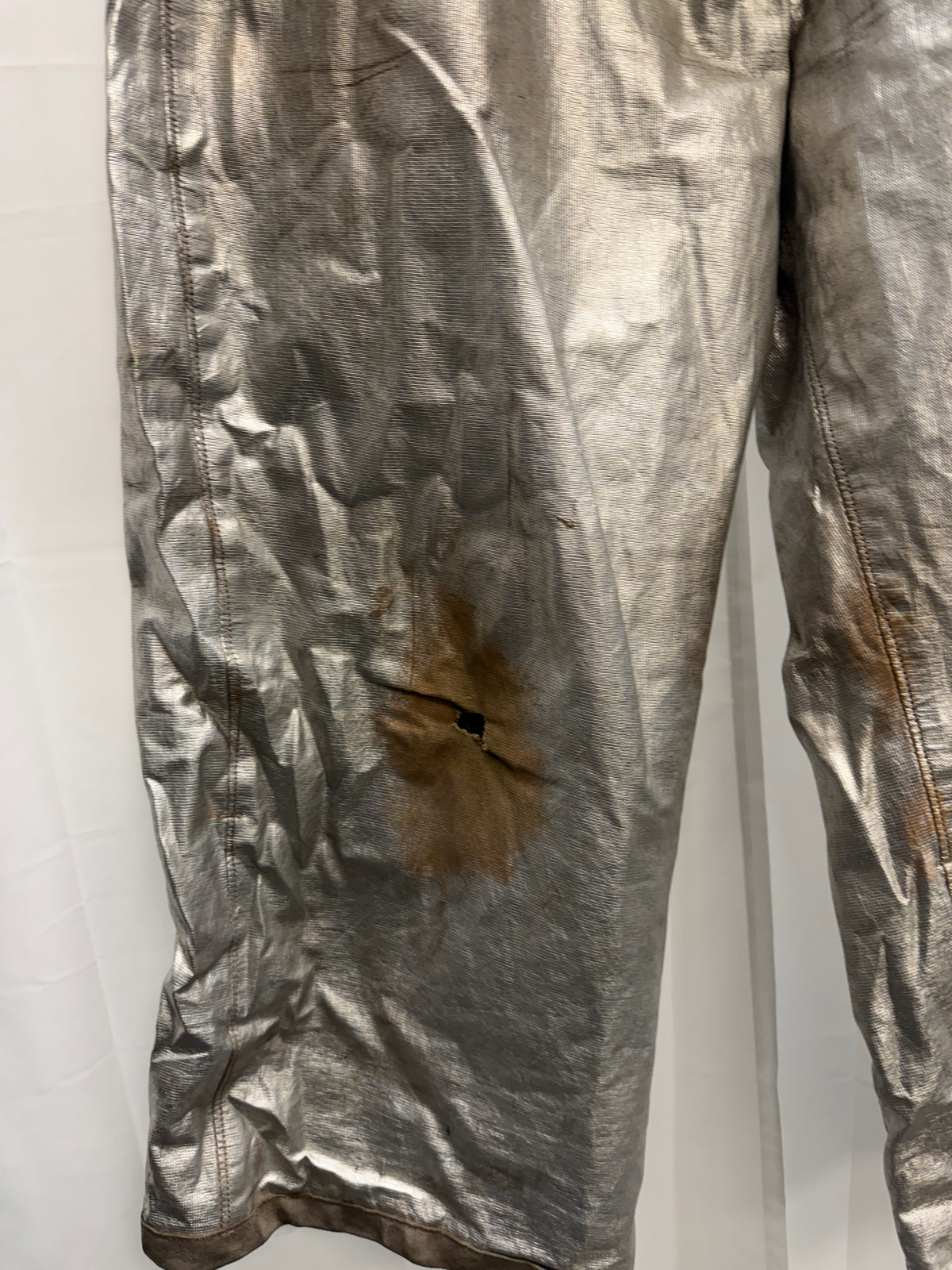 1960s US Military Fire Service Metallic Silver Trousers (L)