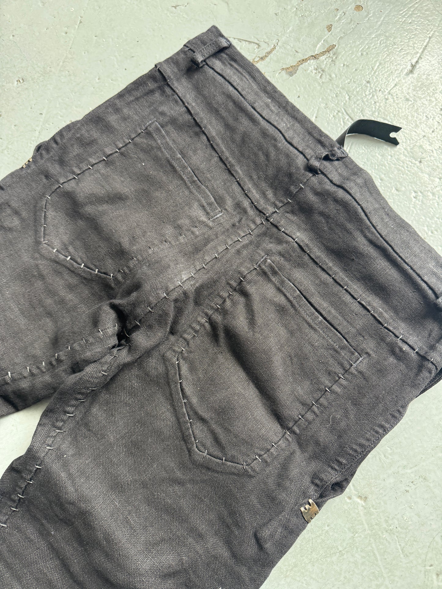 isaac sellam staple stitch metal detail linen twist pants