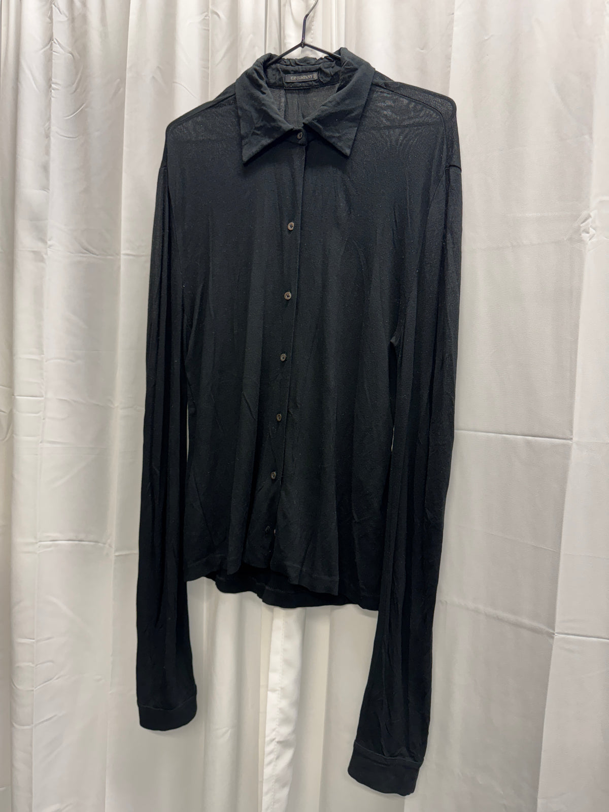 cp company soft elongated sleeve semi sheer shirt