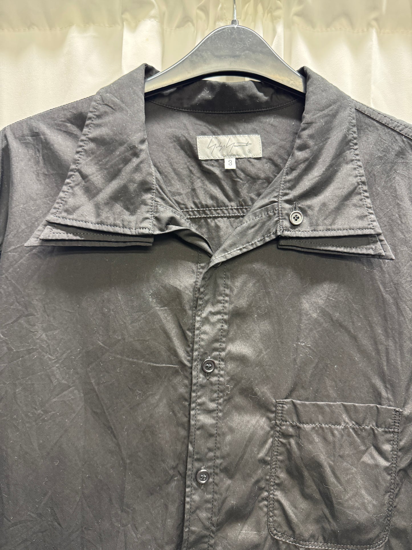 yohji yamamoto pour homme triple collar asymmetric shirt