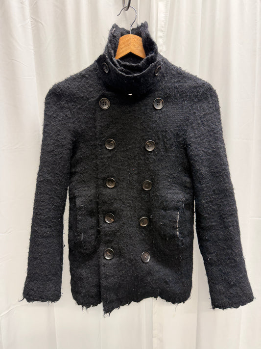 Comme Des Garcons Tricot 00s Boiled Wool High Neck Buttoned Jacket