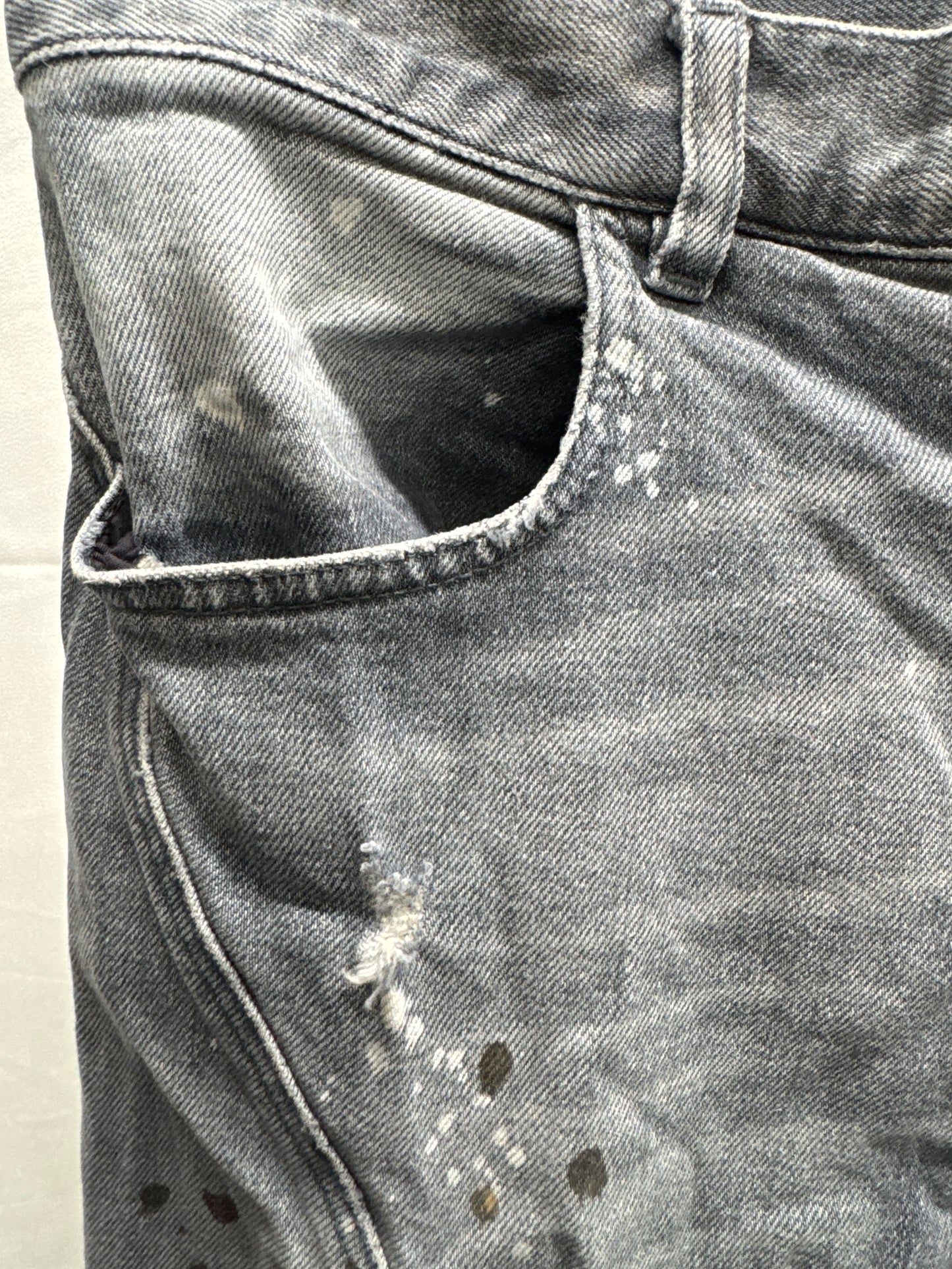 faith connexion grey denim splatter jeans