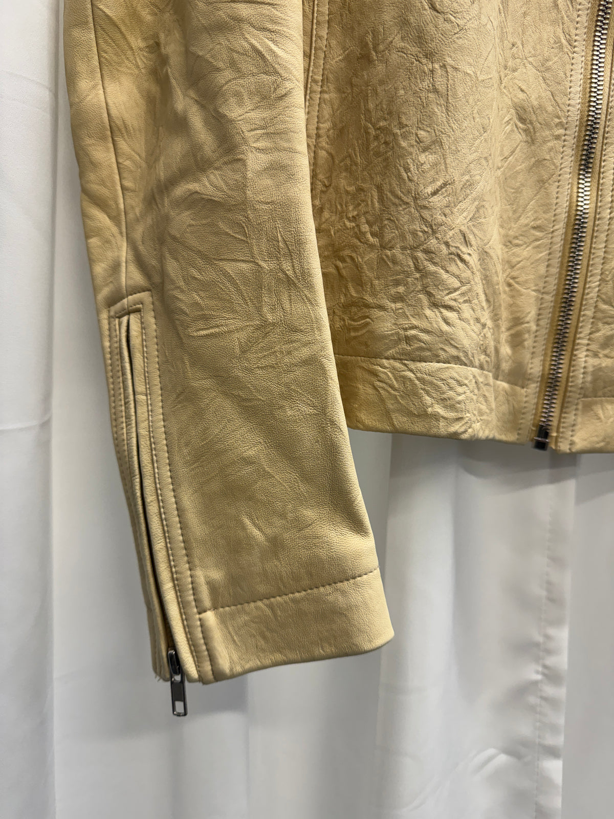 Rick Owens SS15 Faun Bone Lamb Leather Textured Mollino Jacket