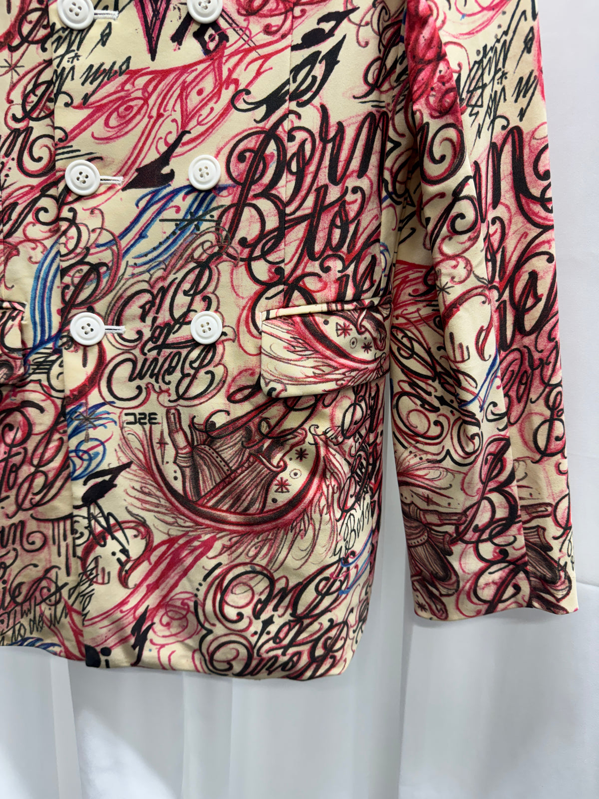 Comme Des Garcons Homme Plus AW15 Runway Born To Die Tattoo Stretch Blazer