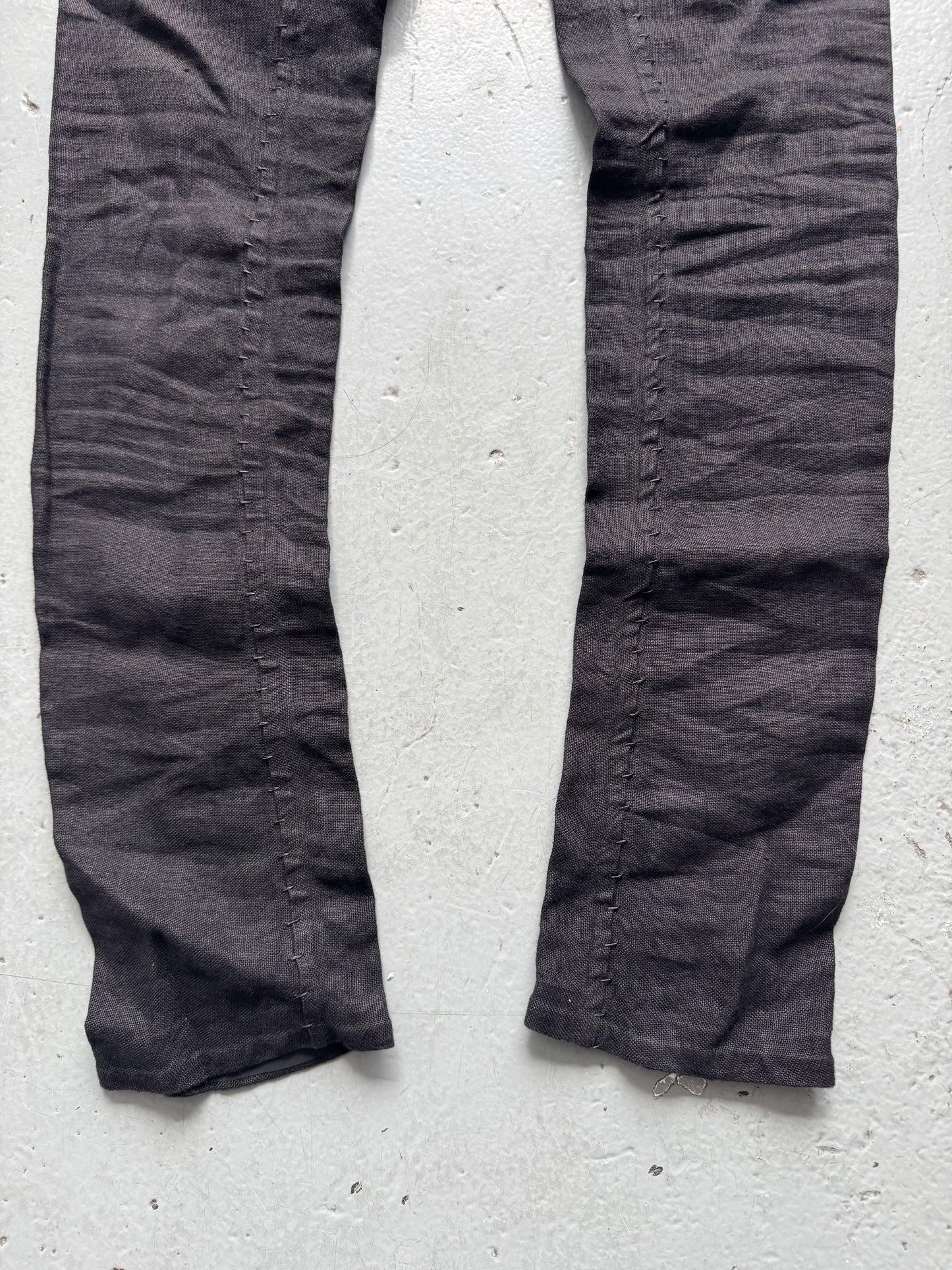 isaac sellam staple stitch metal detail linen twist pants