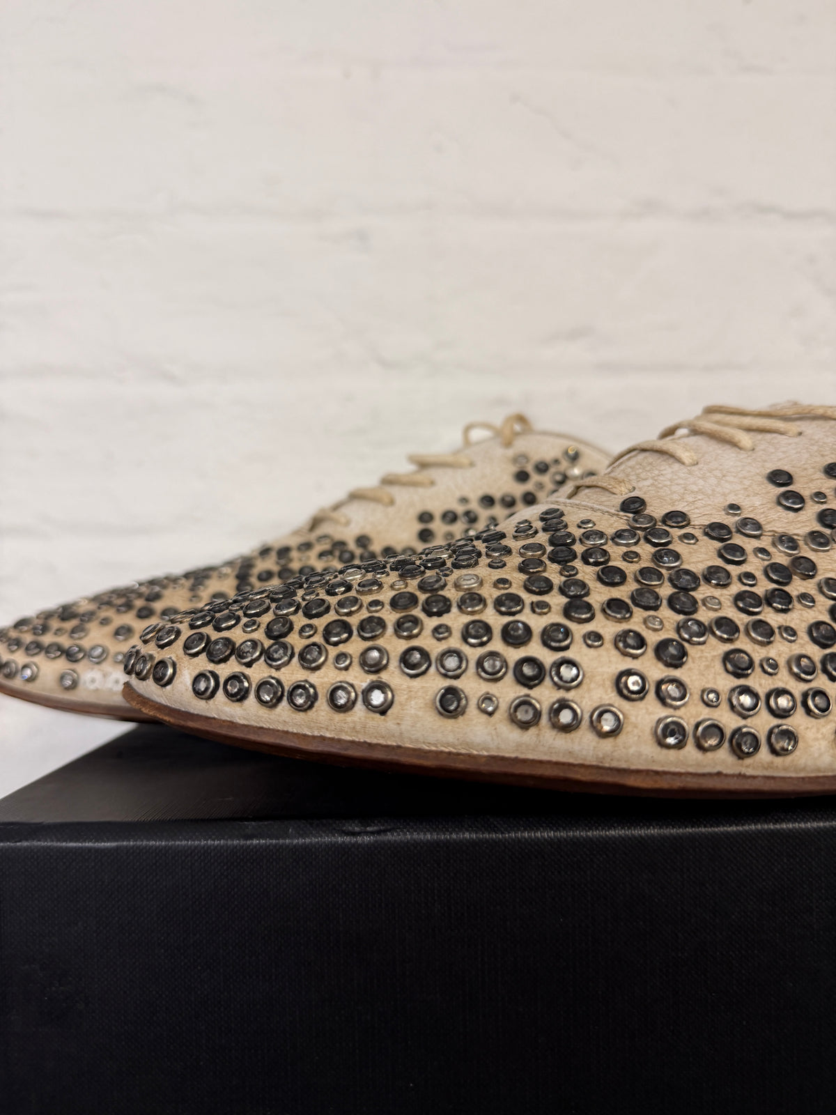 Saint Laurent Paris All Over Studded Leather Derby Shoes (44/45)