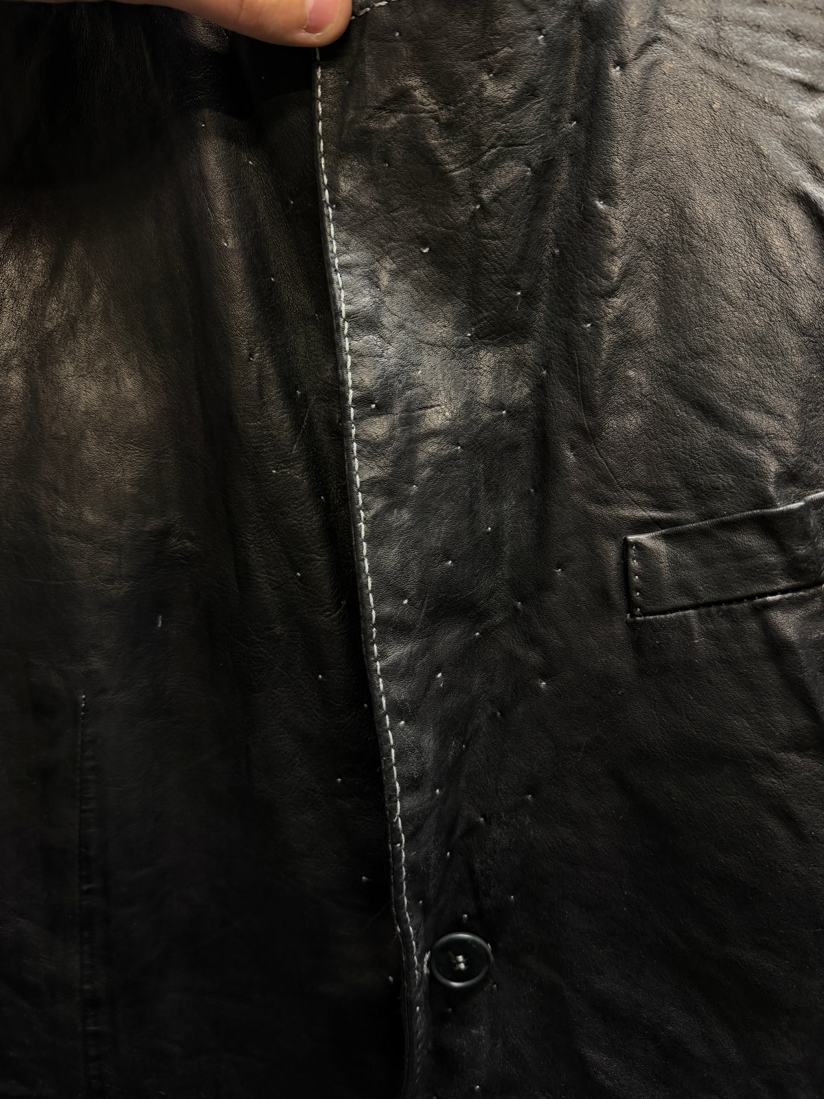 Carol Christian Poell SS06 Male U-Turn LM-2113/L ZAG-PTC/29 Garment-Dyed Leather Scarstitch Blazer (XL)
