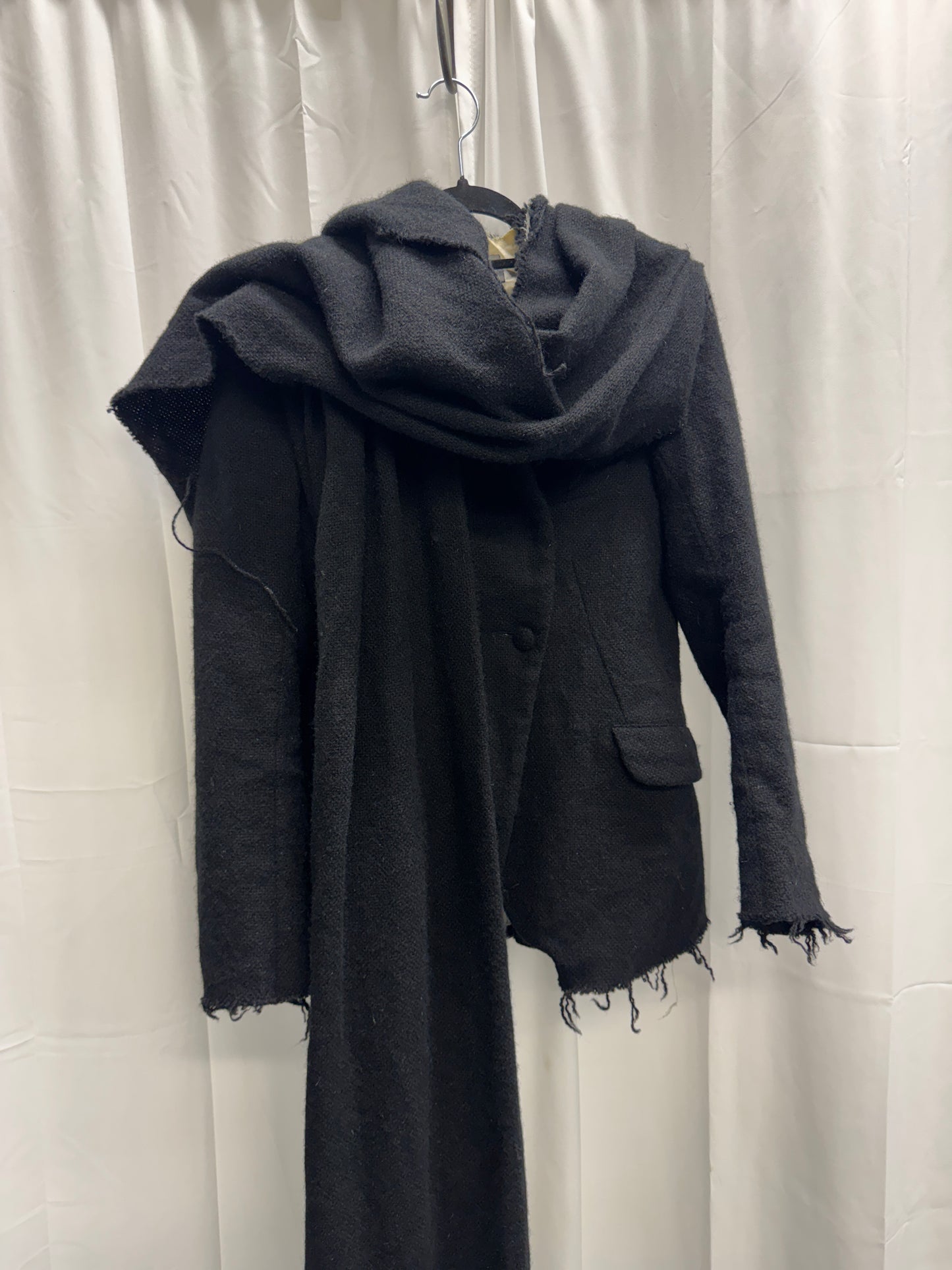 Elena Dawson Raw Wool Scarf Attachment Tailored Blazer