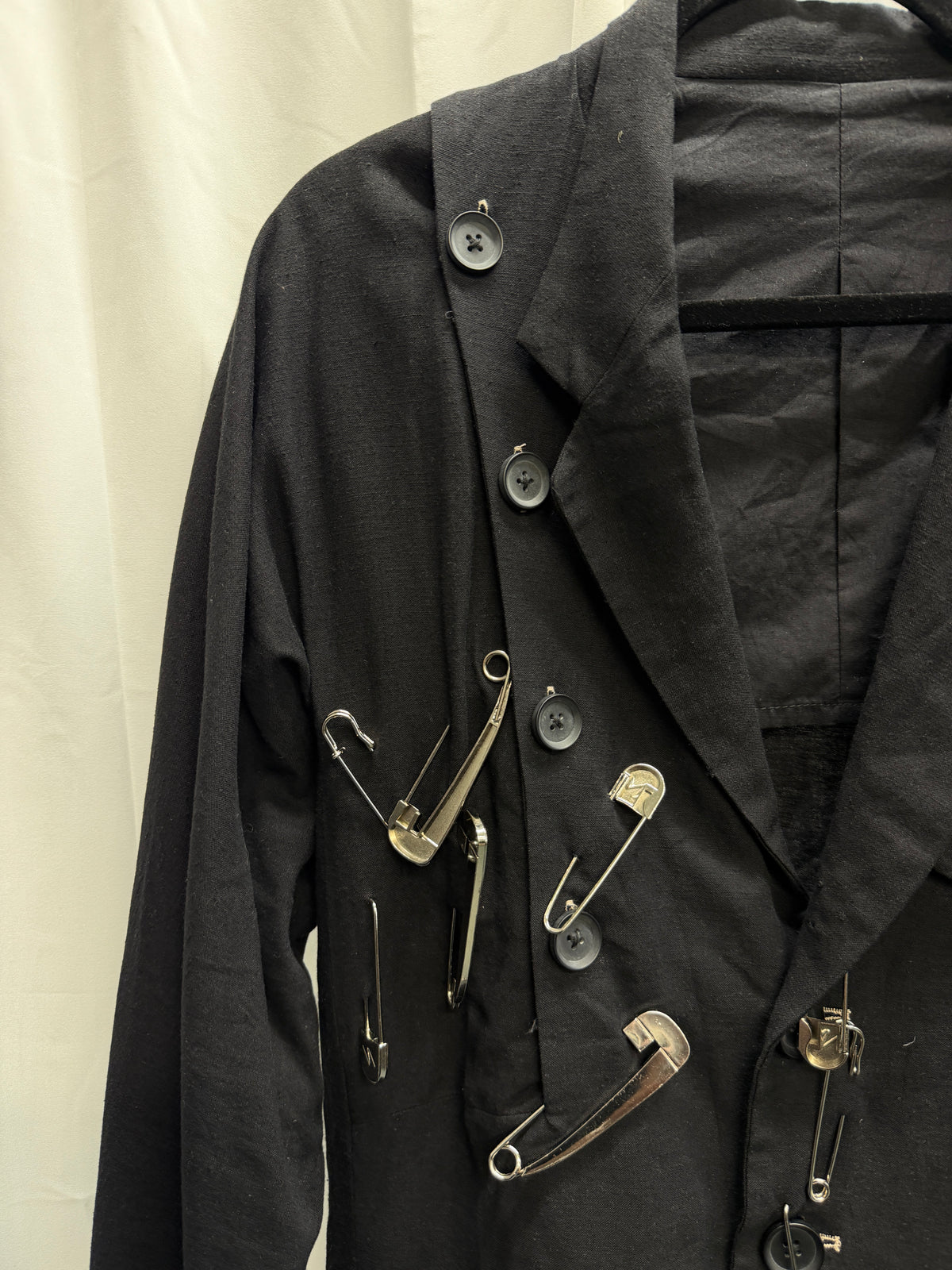 Yohji Yamamoto Pour Homme Cluster Safety Pin Asymmetric Buttoned Blazer (M)