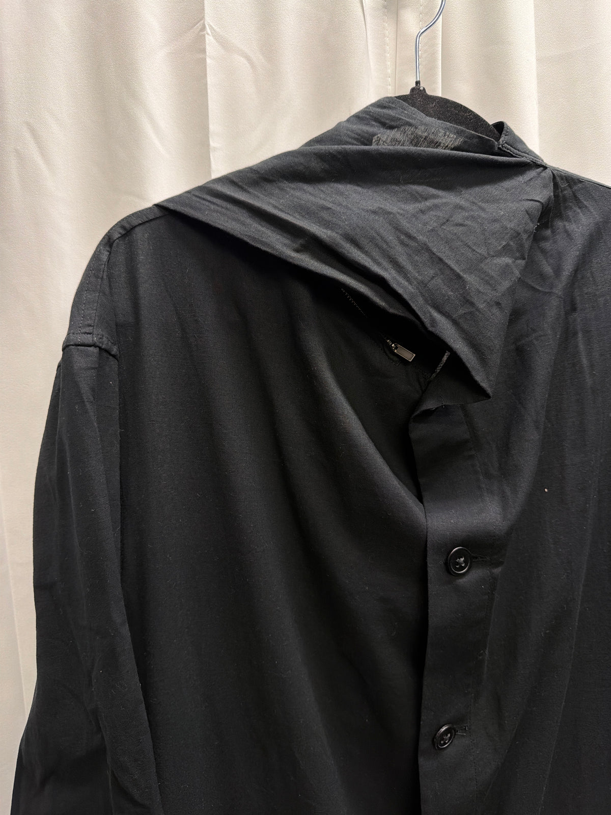Yohji Yamamoto Pour Homme Attached Scarf Long Shirt Coat (M)