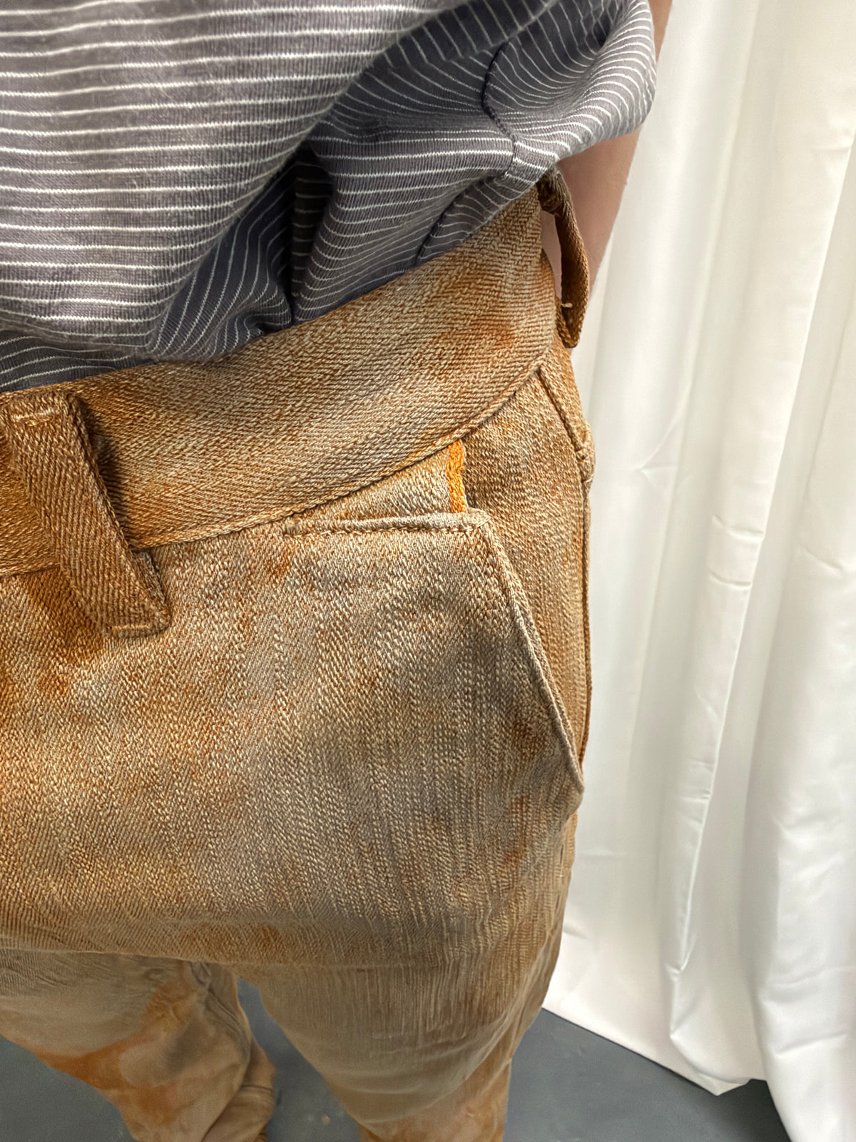 DEEPTI 018-19 D145 Rust Stained Selvedge Denim Trouser
