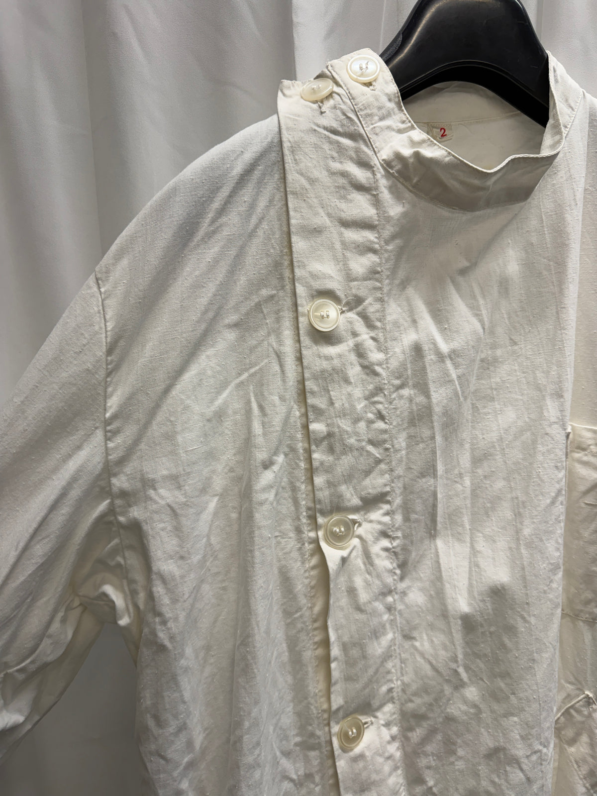 Vintage Cross-Front Buttoned Fencing-Inspired Cotton Lab Coat (M)