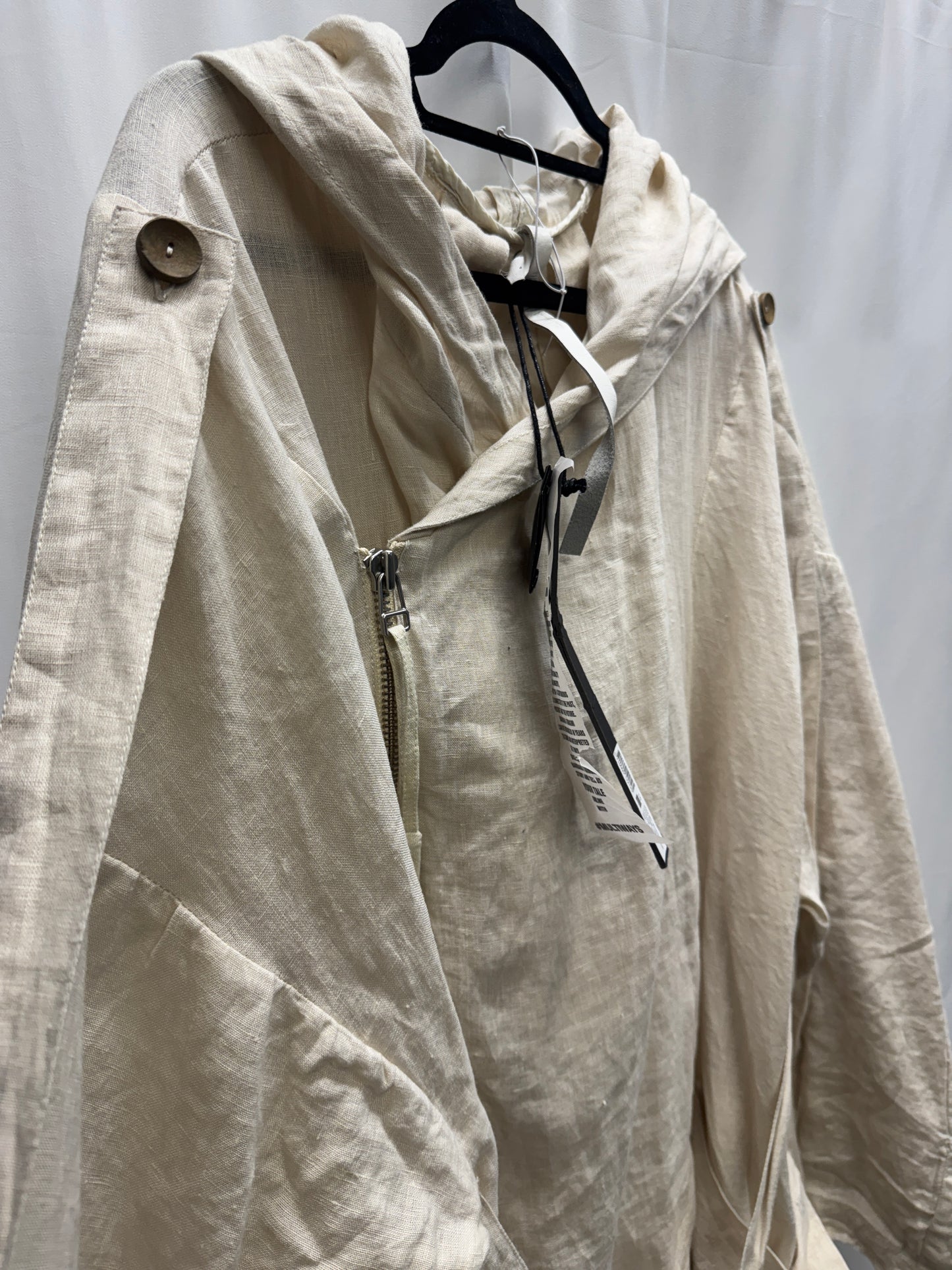 Barbara I Gongini Harness Bondage Asymmetrical Hooded Linen Coat