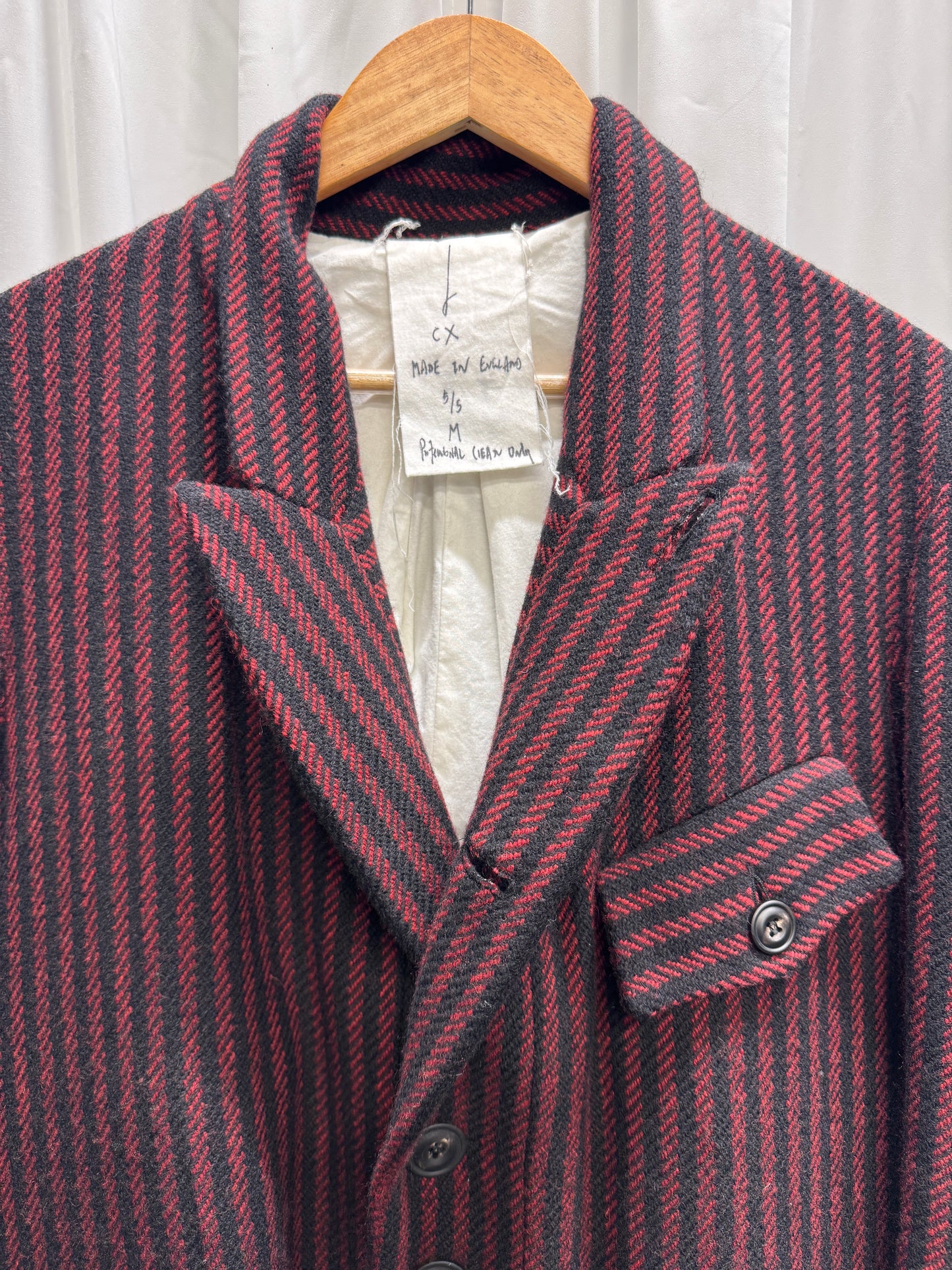 John Alexander Skelton CX AW21 British Wool Striped High Collar Coat