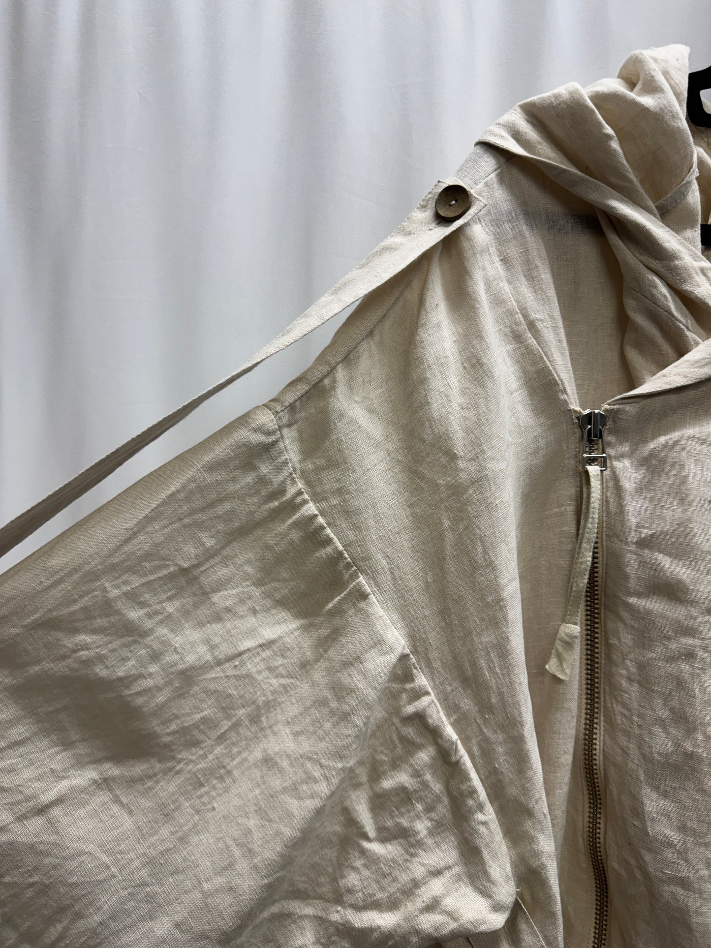 Barbara I Gongini Harness Bondage Asymmetrical Hooded Linen Coat