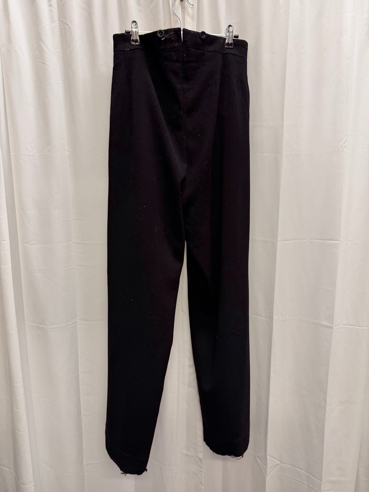 Antique Thrashed/Repaired Wool Wide-Leg Trousers (S)