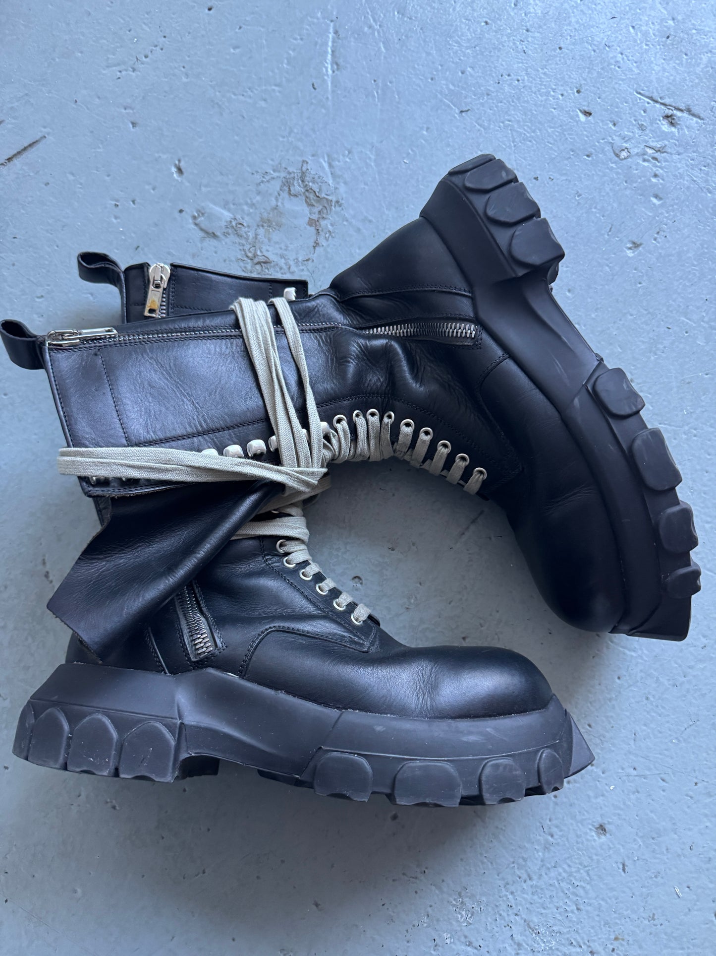 rick owens high double zip bozo boots