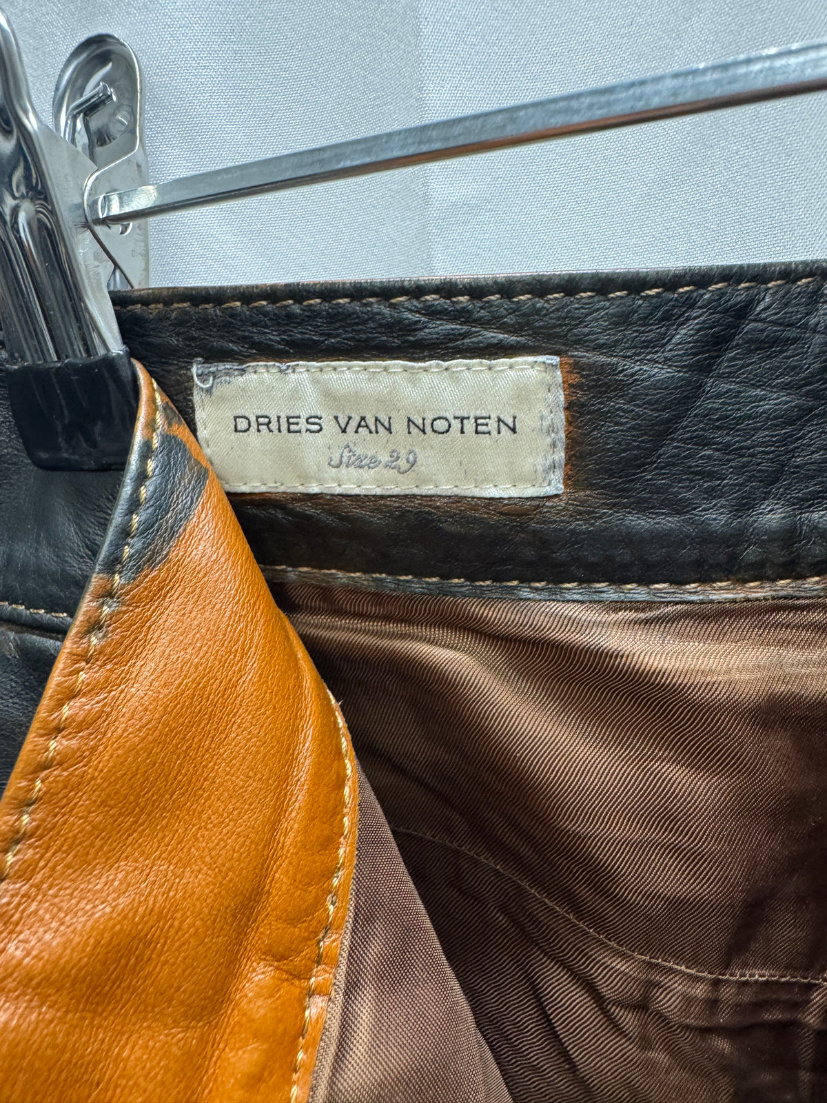 Dries Van Noten early-2000s black leather trousers