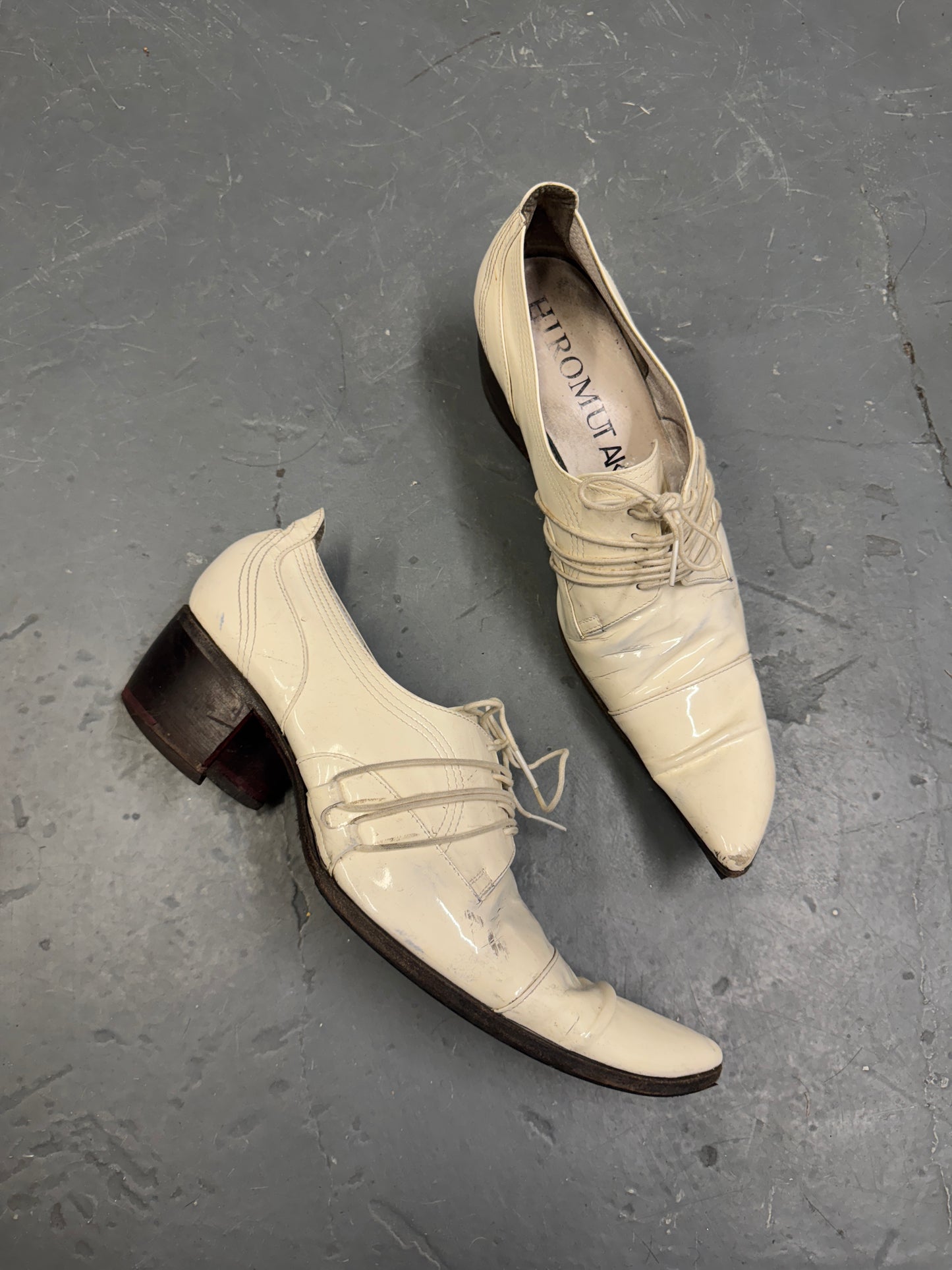 Hiromu Takahara Patent White Butter Knife Pointed Shoe