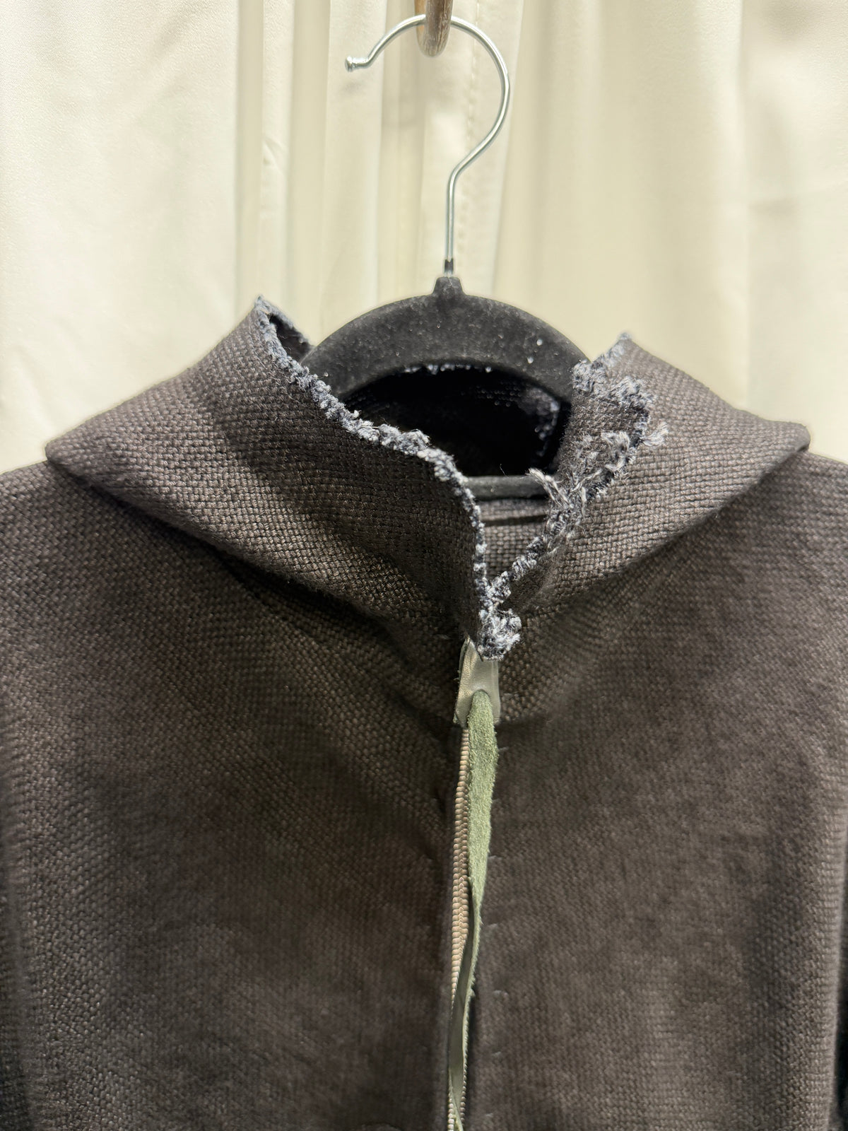 m.a+ Thick Linen Hooded One-Piece Aviator Jacket — Charcoal Black (L)