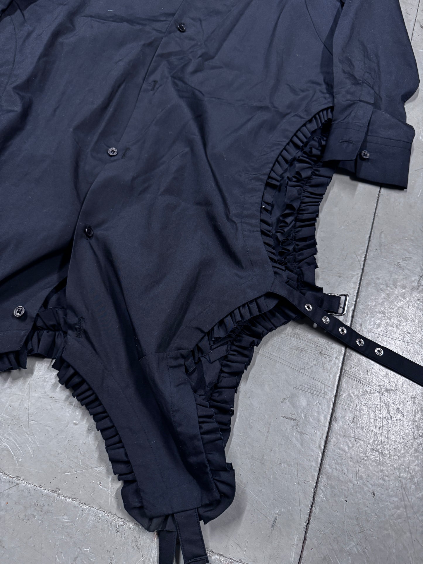 CDG Noir Kei Ninomiya Extended Buckle Shirt