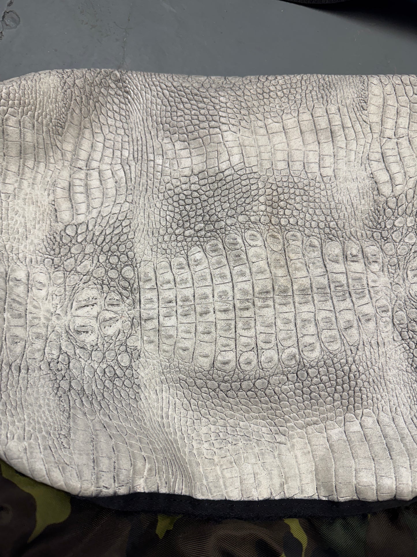 cabane de zucca silver croc leather camo bag