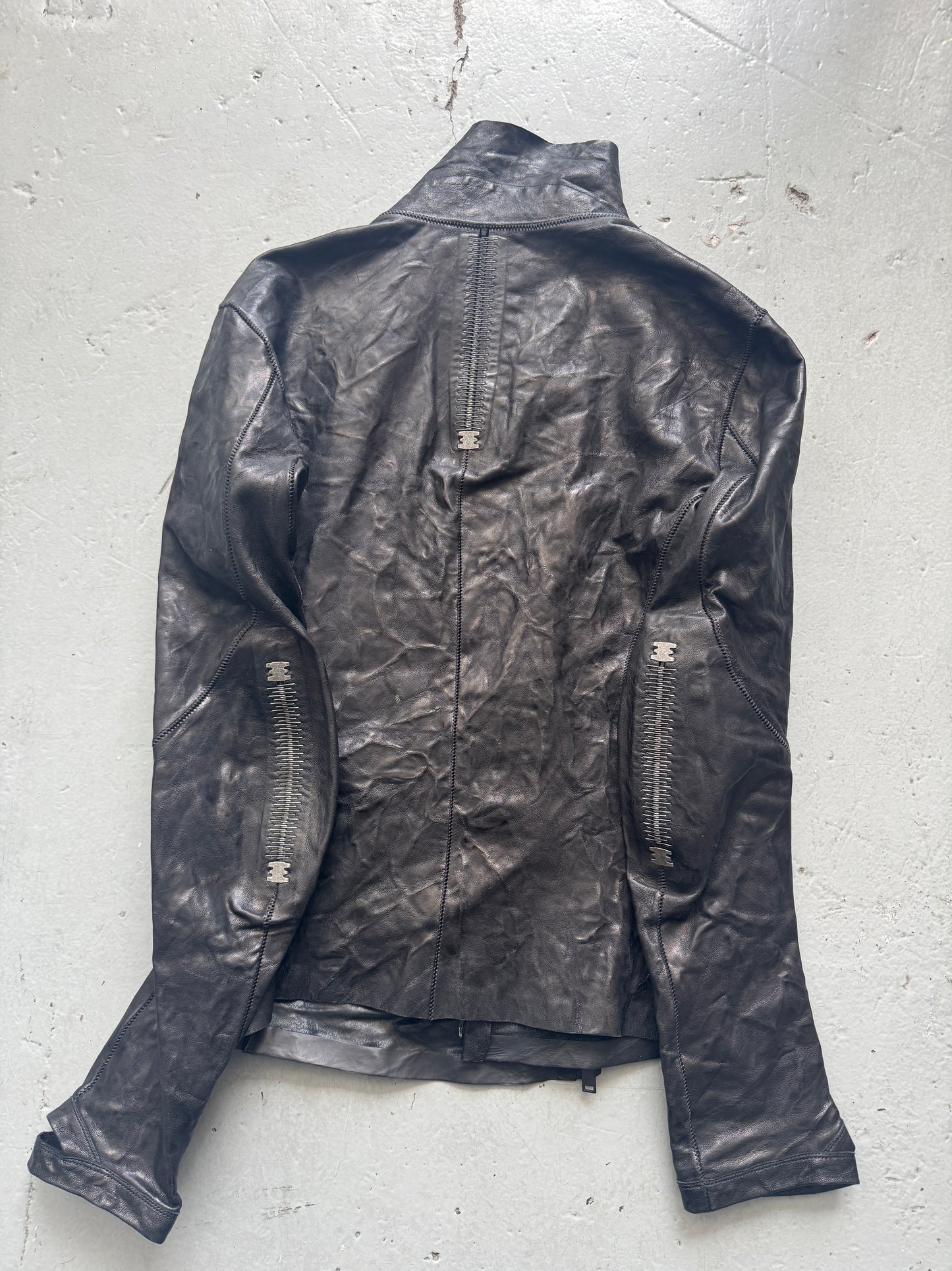 isaac sellam spine and elbow staple leather jacket