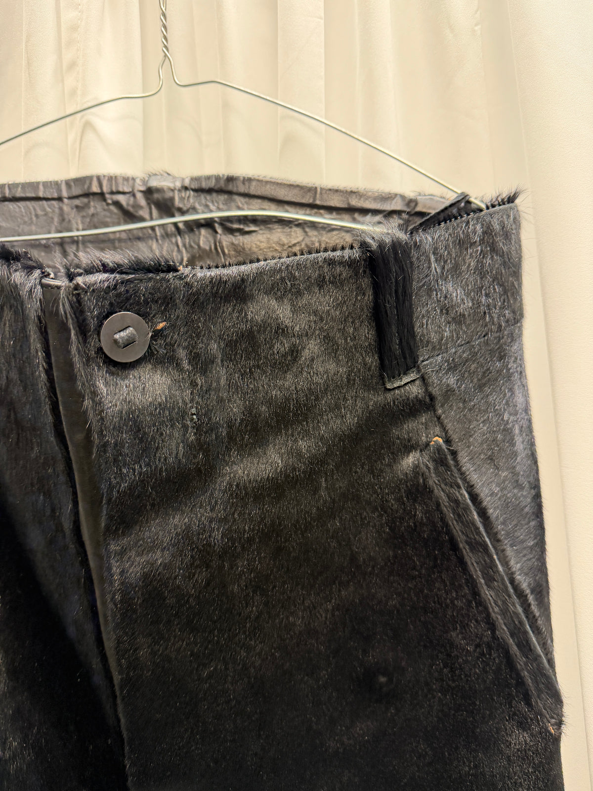 Boris Bidjan Saberi Pony Hair Drop-Crotch Structured Shorts (48)