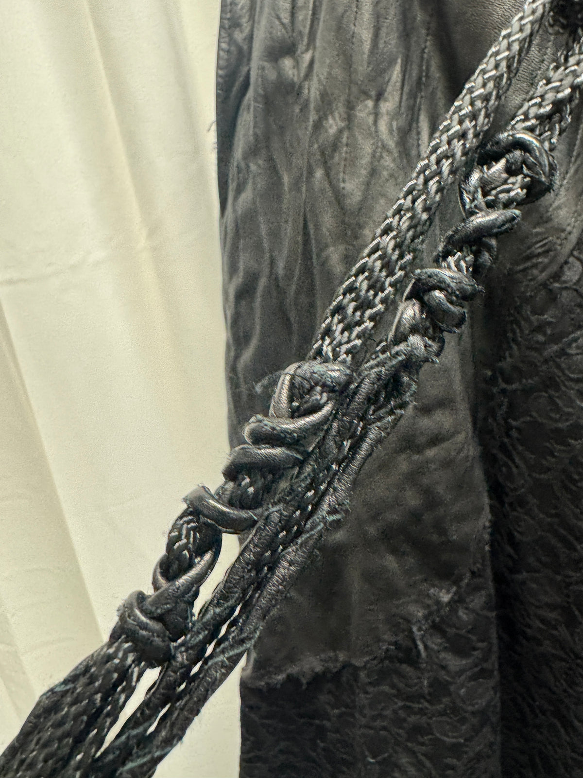 TT Shohei Takamiya Leather + Thick Lace Wide Leg Layered Trouser