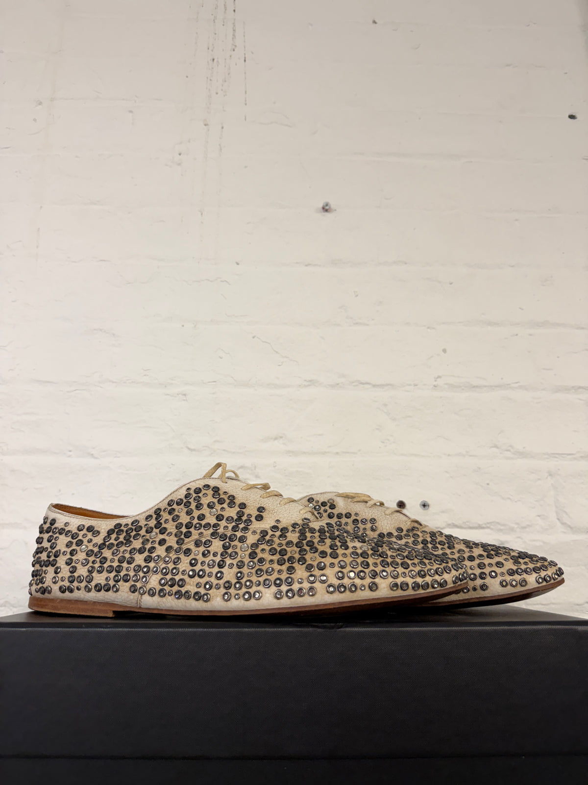 Saint Laurent Paris All Over Studded Leather Derby Shoes (44/45)