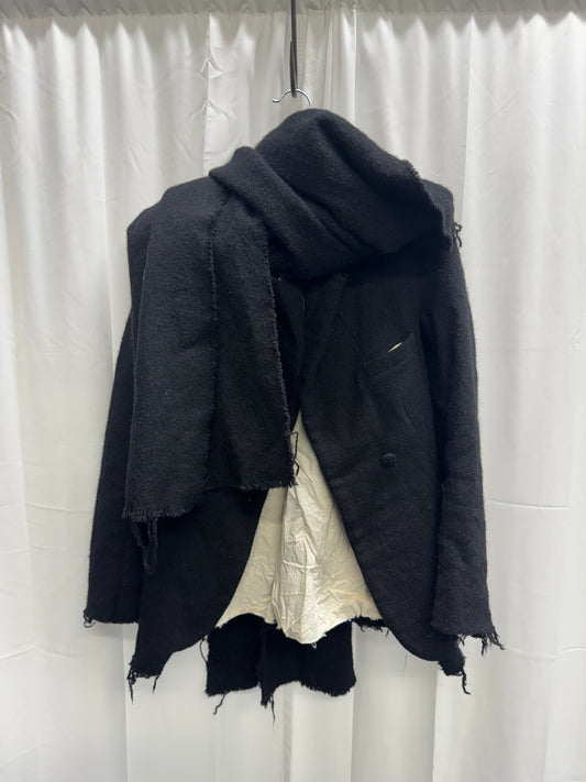Elena Dawson Raw Wool Scarf Attachment Tailored Blazer