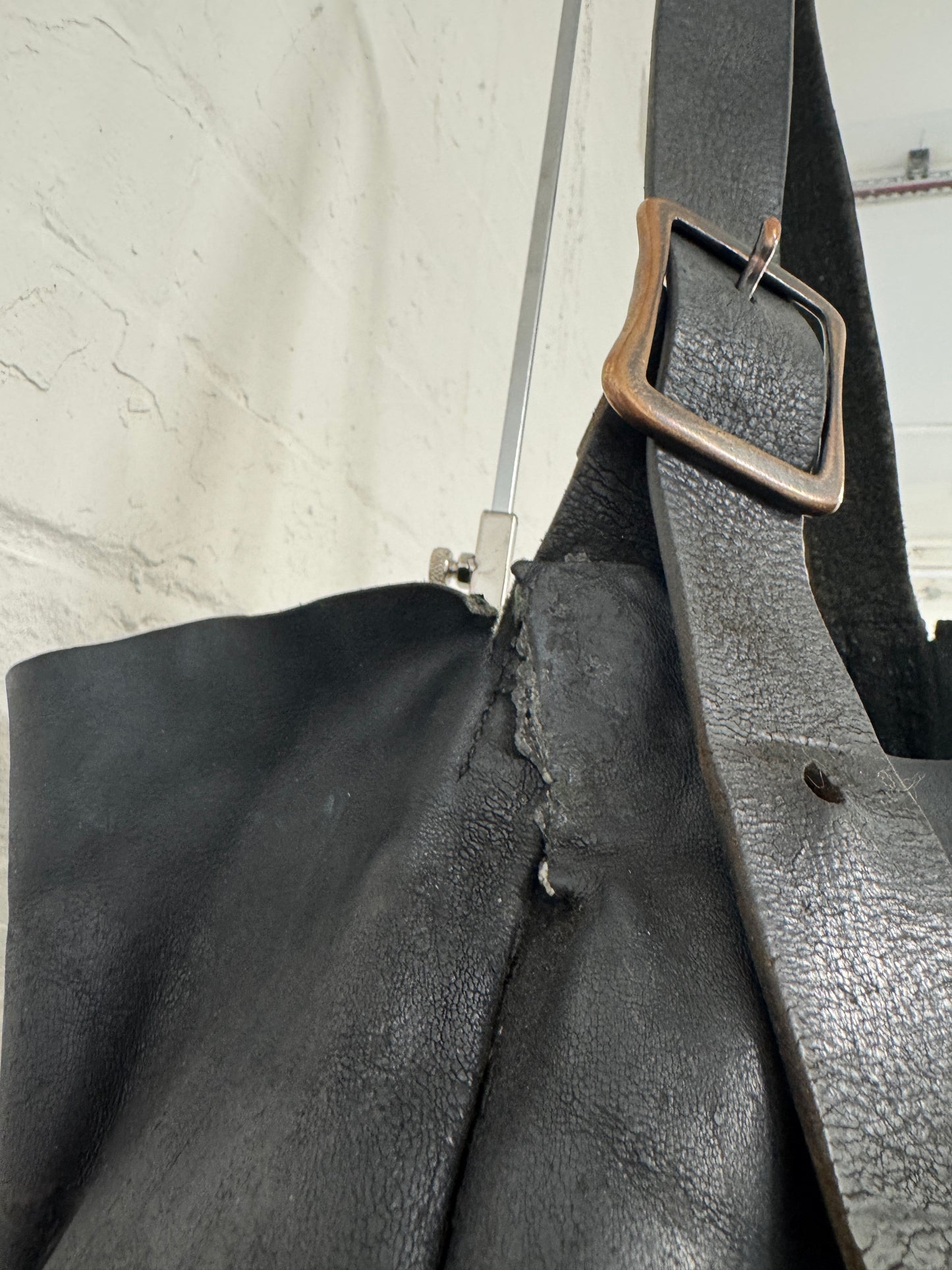 Kagari Yusuke Moulded Square Coated Leather Side Bag