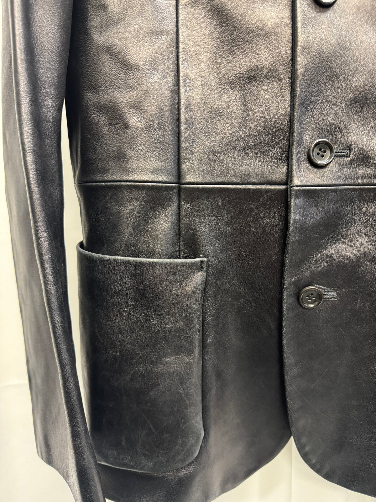 Masaki Matsushima Homme c.1999 Structured Leather Blazer Jacket