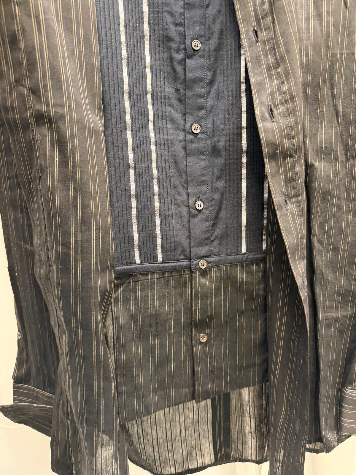John Galliano c.2004 Double-Layer Linen Silk Pinstripe Shirt (M)