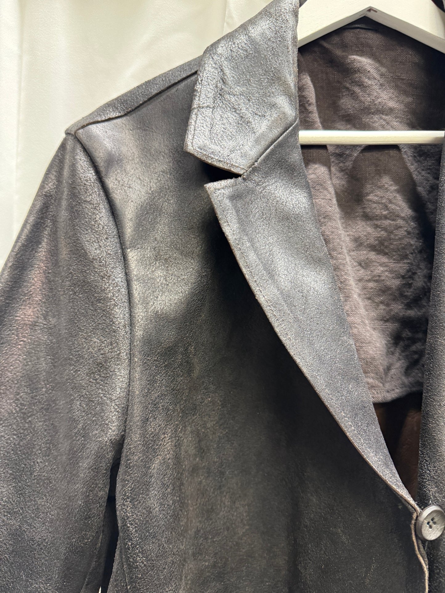 carpe diem maurizio altieri aw04 thick reverse leather collared button jacket