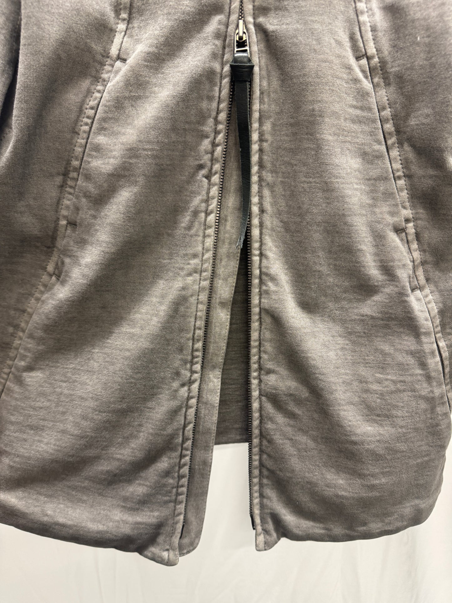 the viridi anne anatomical seam leather detail raw jacket