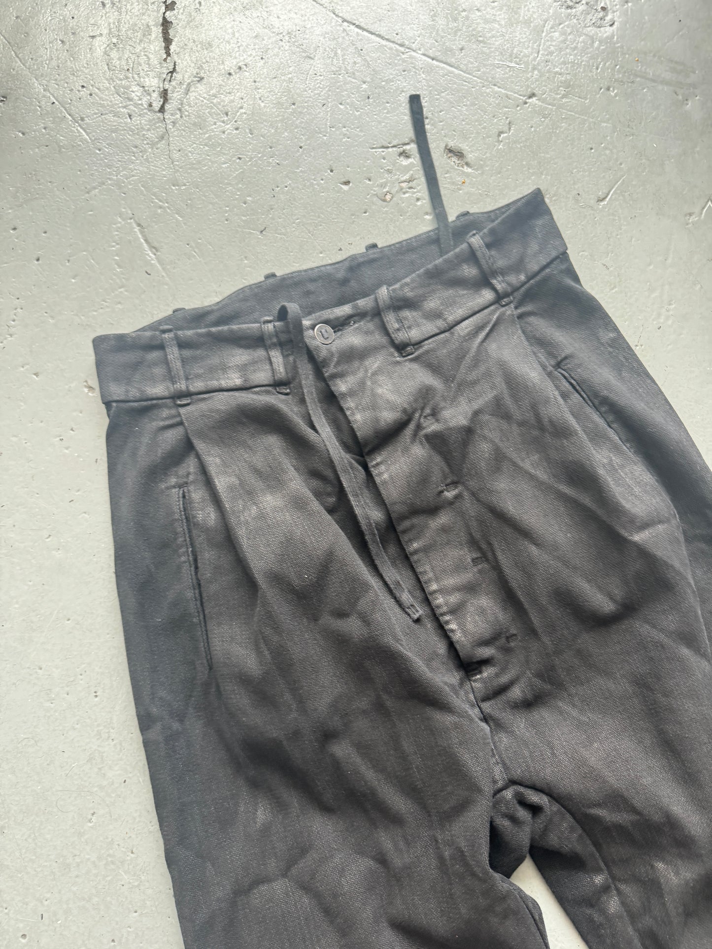 boris bidjan saberi p2.1 coated denim wide trouser