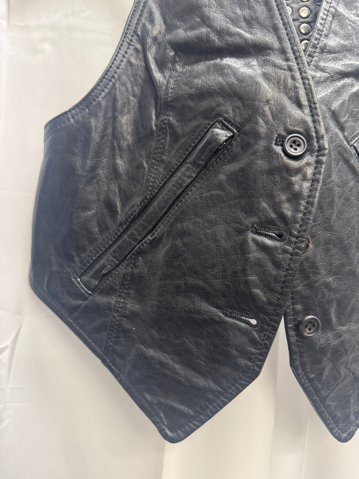 LGB Thick Calfskin Leather Studded Vest