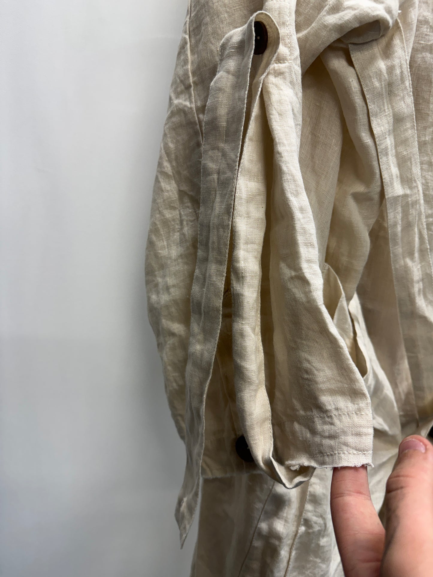 Barbara I Gongini Harness Bondage Asymmetrical Hooded Linen Coat