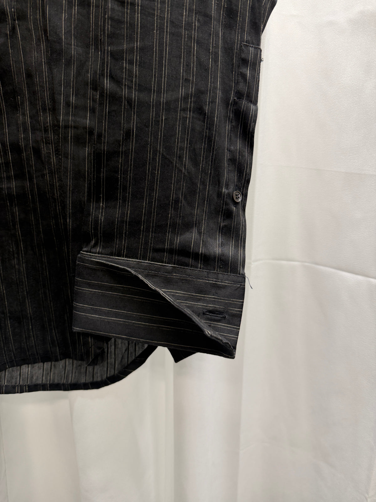 John Galliano c.2004 Double-Layer Linen Silk Pinstripe Shirt (M)