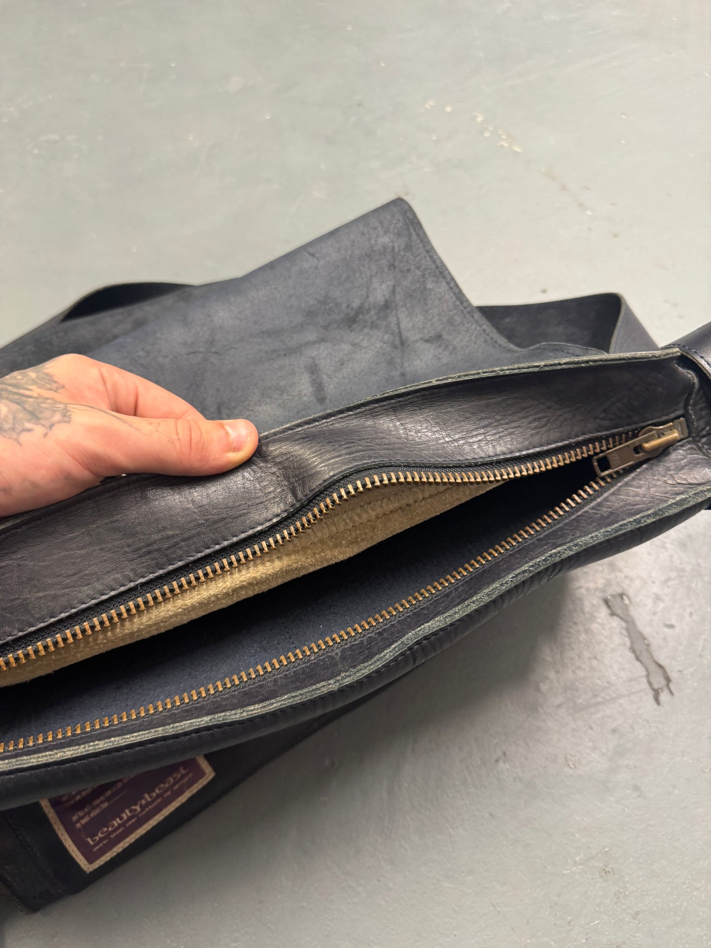 beauty:beast extended flap leather thick strap bag