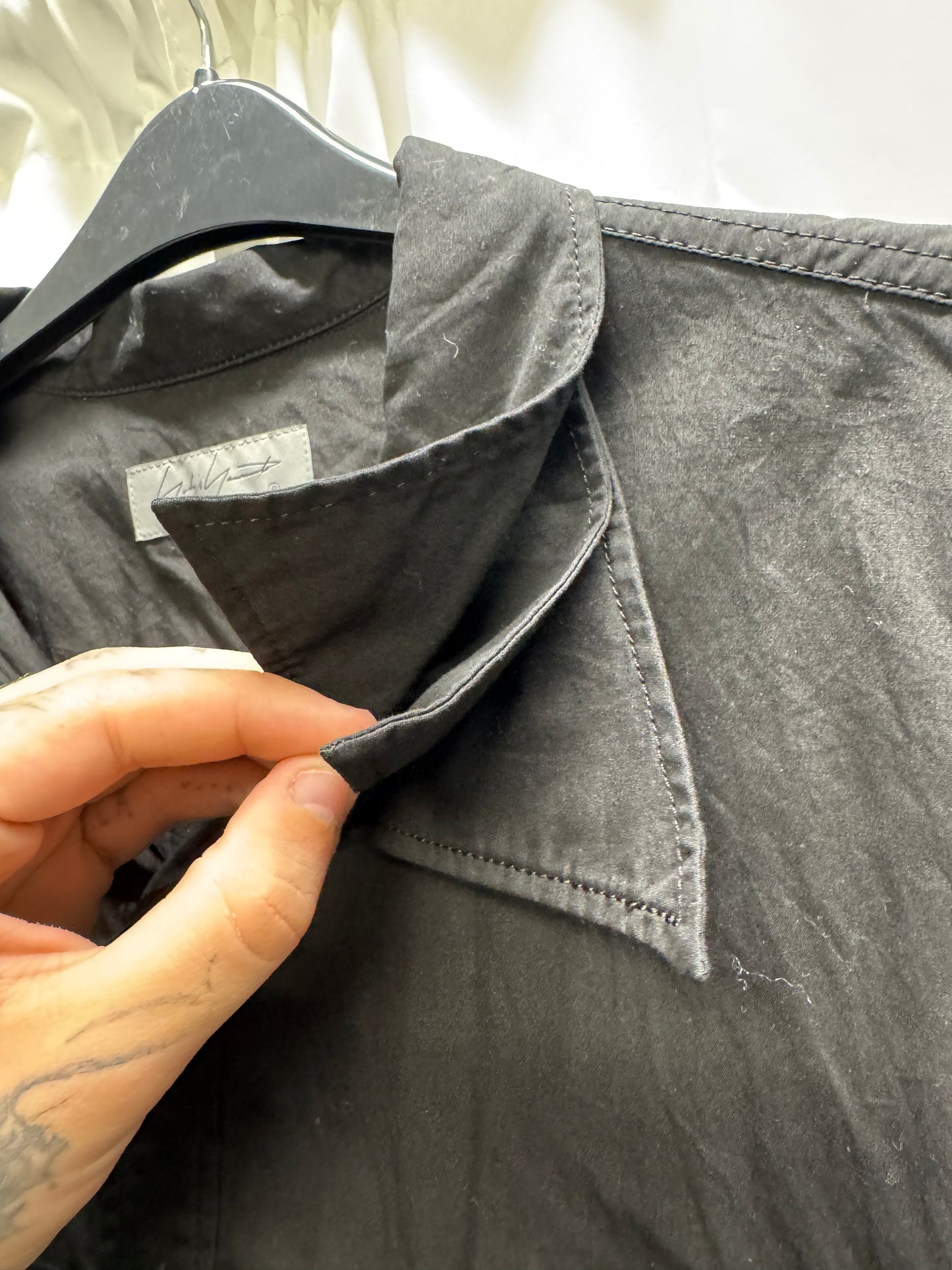yohji yamamoto pour homme triple collar asymmetric shirt