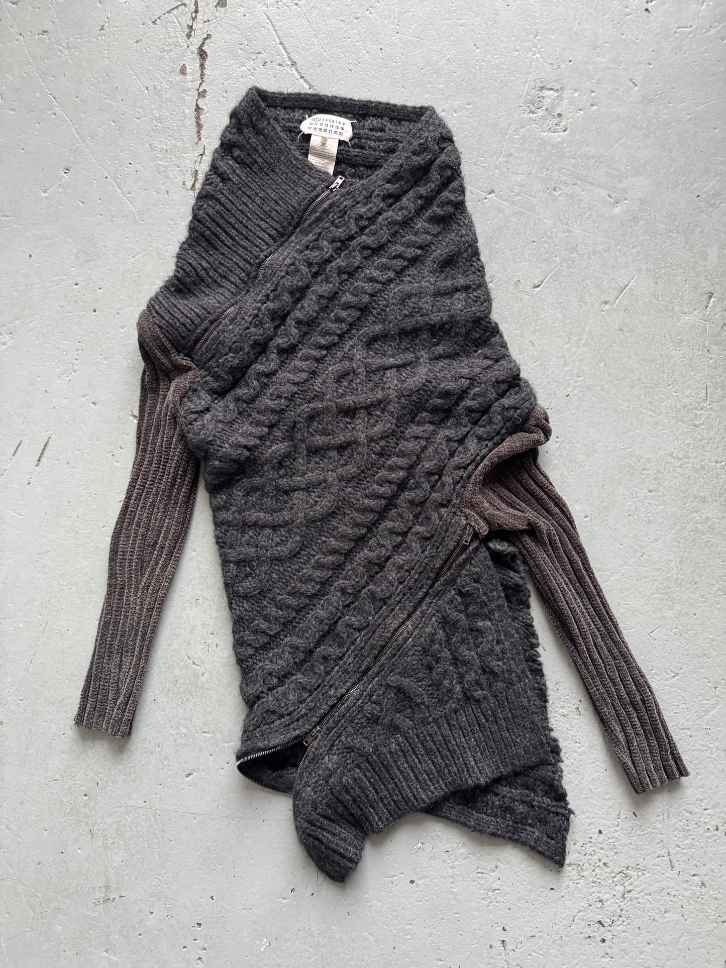 martin margiela twisted zipper knit