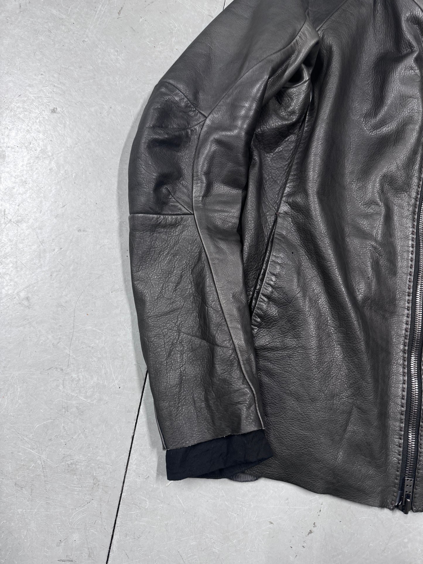 Devoa Layered Textile Anatomical Leather Jacket