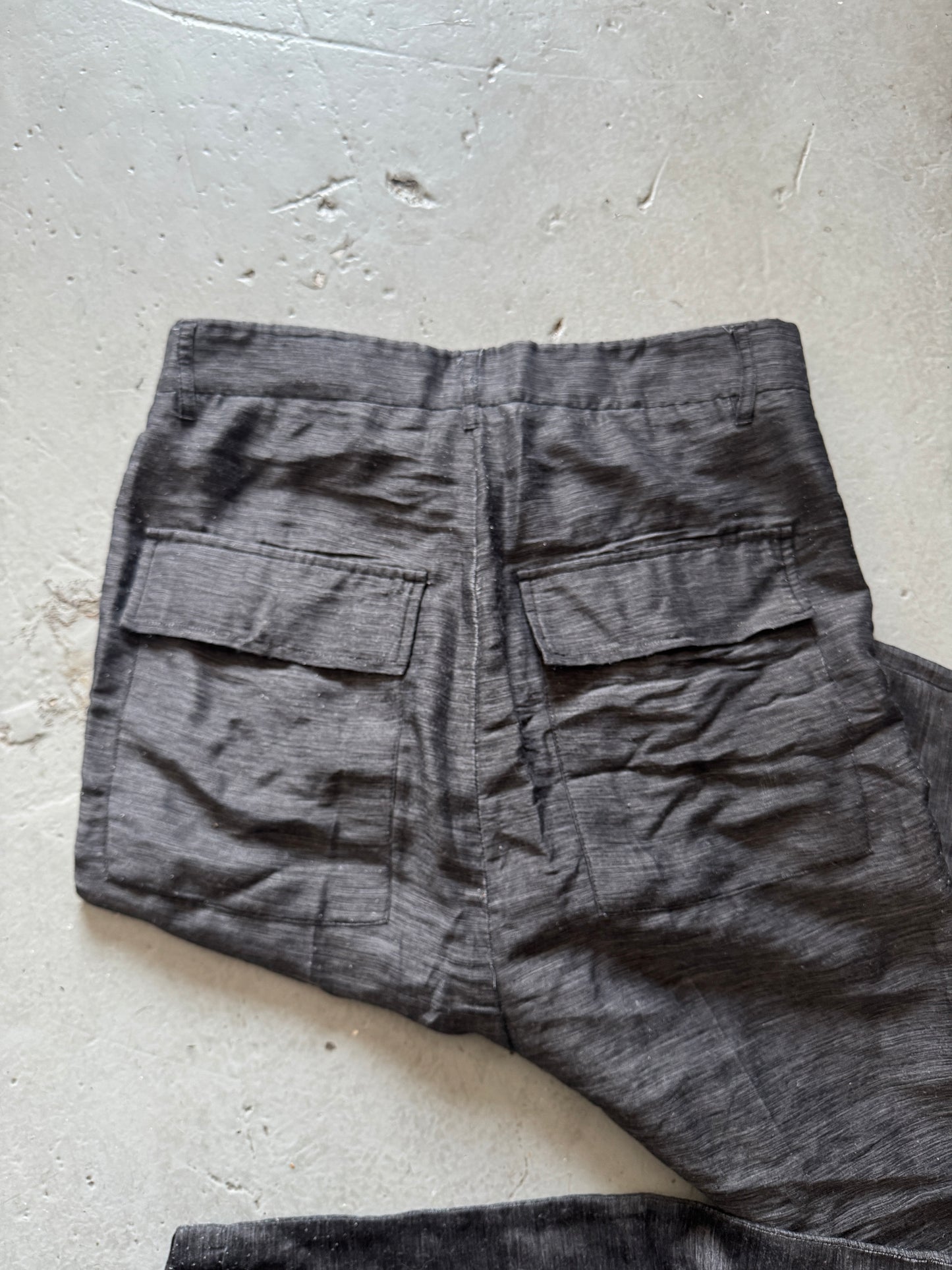 rick owens 2000s linen overlap pocket trouser