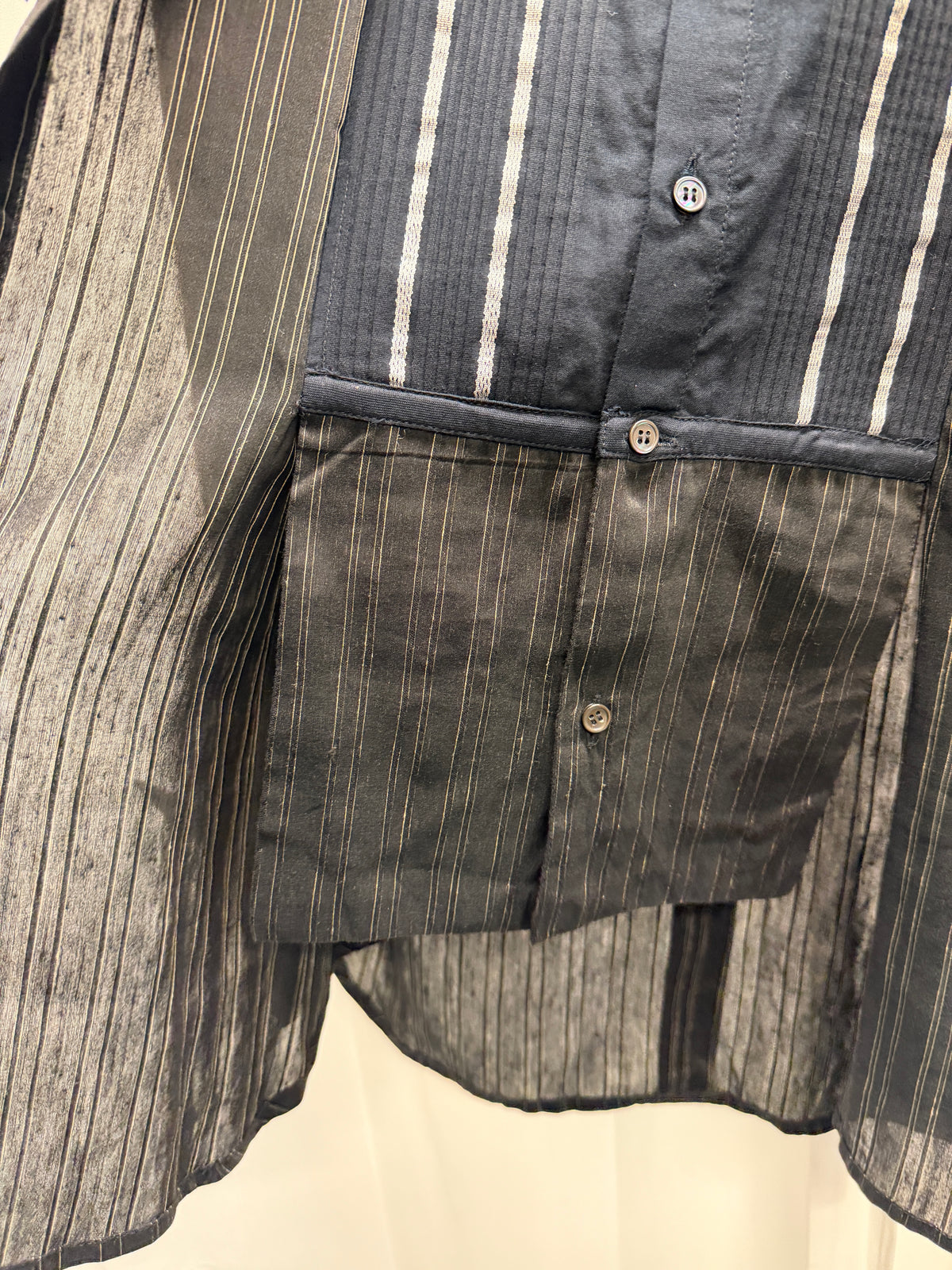 John Galliano c.2004 Double-Layer Linen Silk Pinstripe Shirt (M)