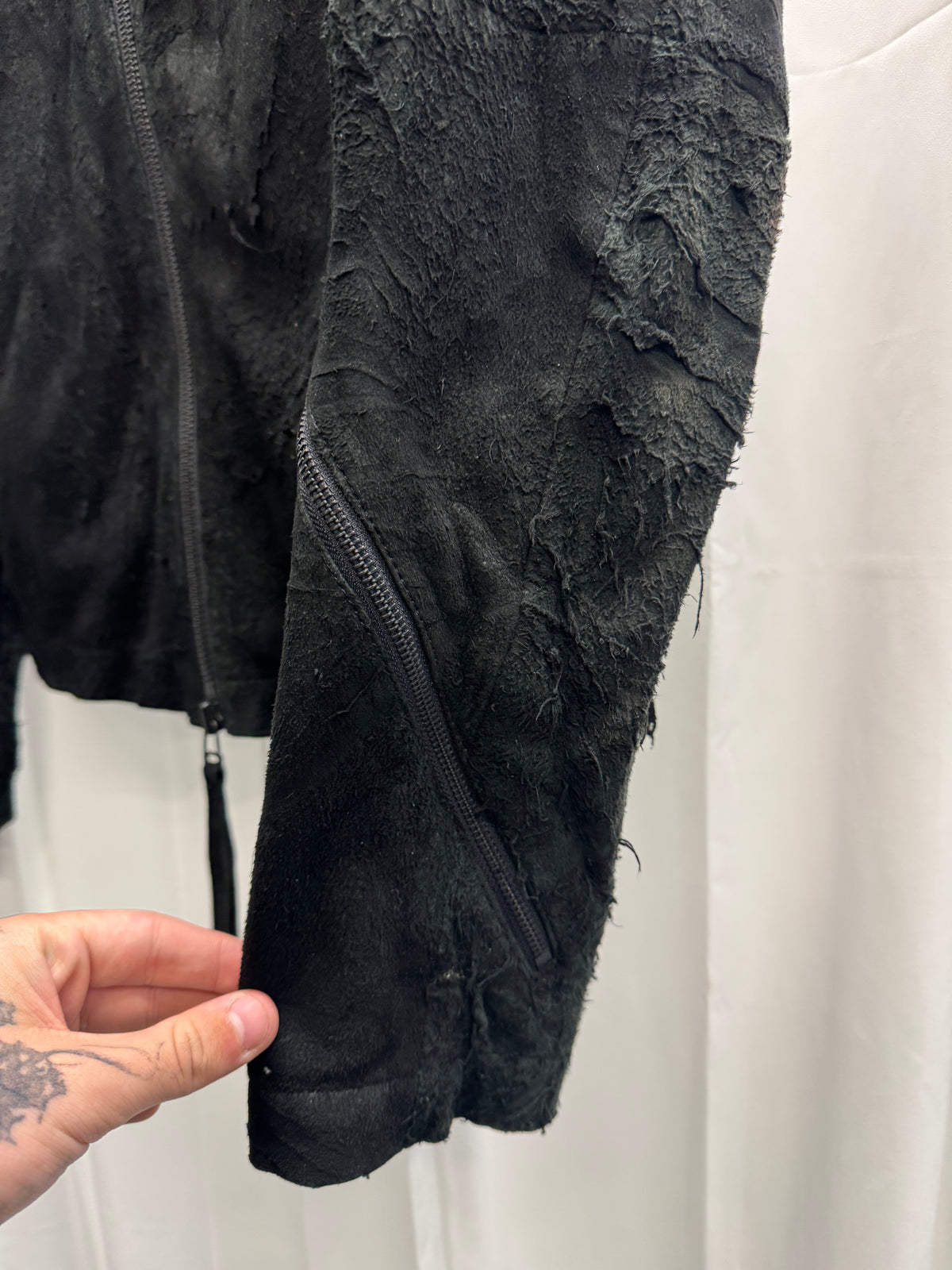 Barbara í Gongini Reverse Sheepskin Asymmetrical Leather Jacket